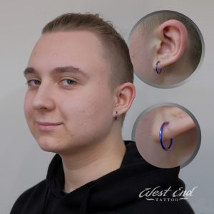 Замена украшения в мочке уха (анодирование)