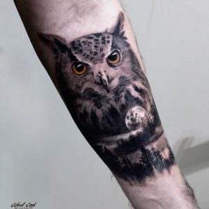 Татуировка совы в стиле реализм