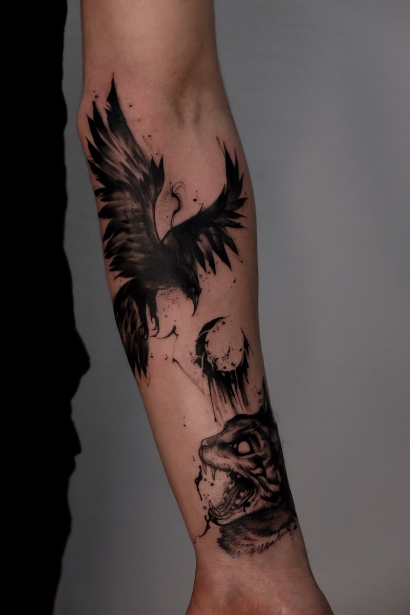 Татуировка ворон, значение и фото тату ворон | Black crow tattoos, Tattoos, Eagle tattoos